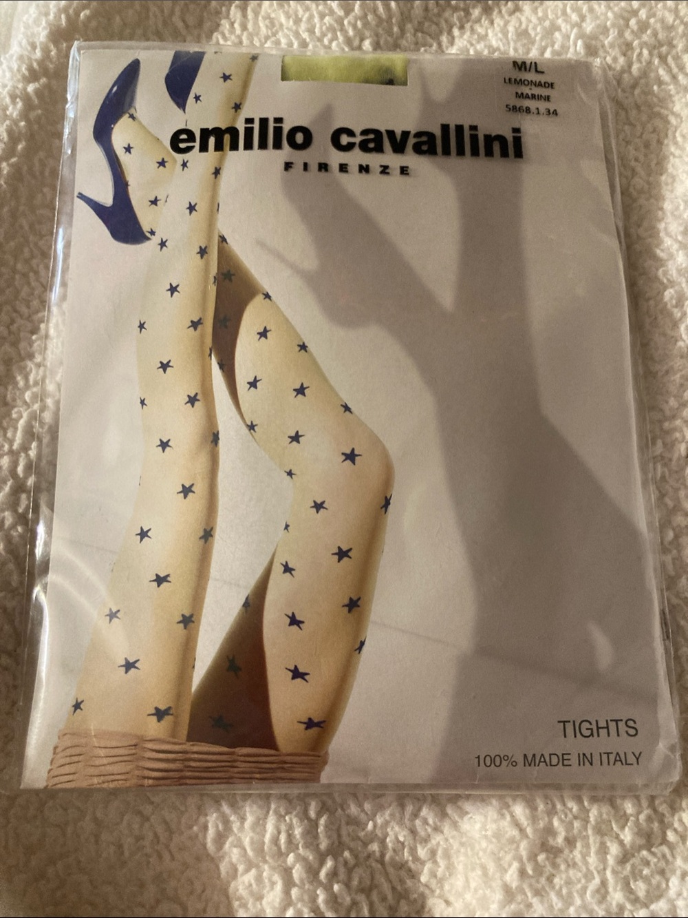 Emilio Cavallini Lemonade Star-Print Tights, Made in Italy